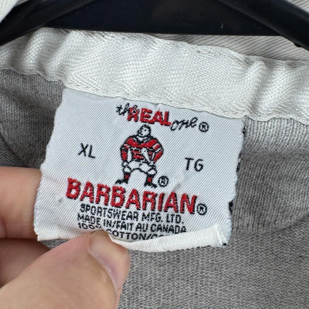 Vintage University of Alberta Rugby‎ Shirt Mens XL Gray Barbarian Cotton 90s - Picture 9 of 16
